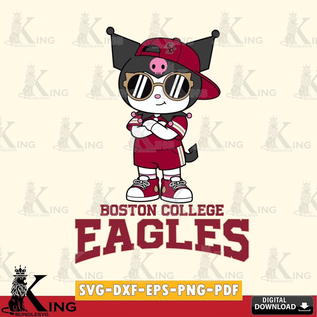 Boston College Eagles Kuromi Football Jersey SVG file, Cricut, Cut file , Digital Download , Instant Download, Sanrio svg, Clipart