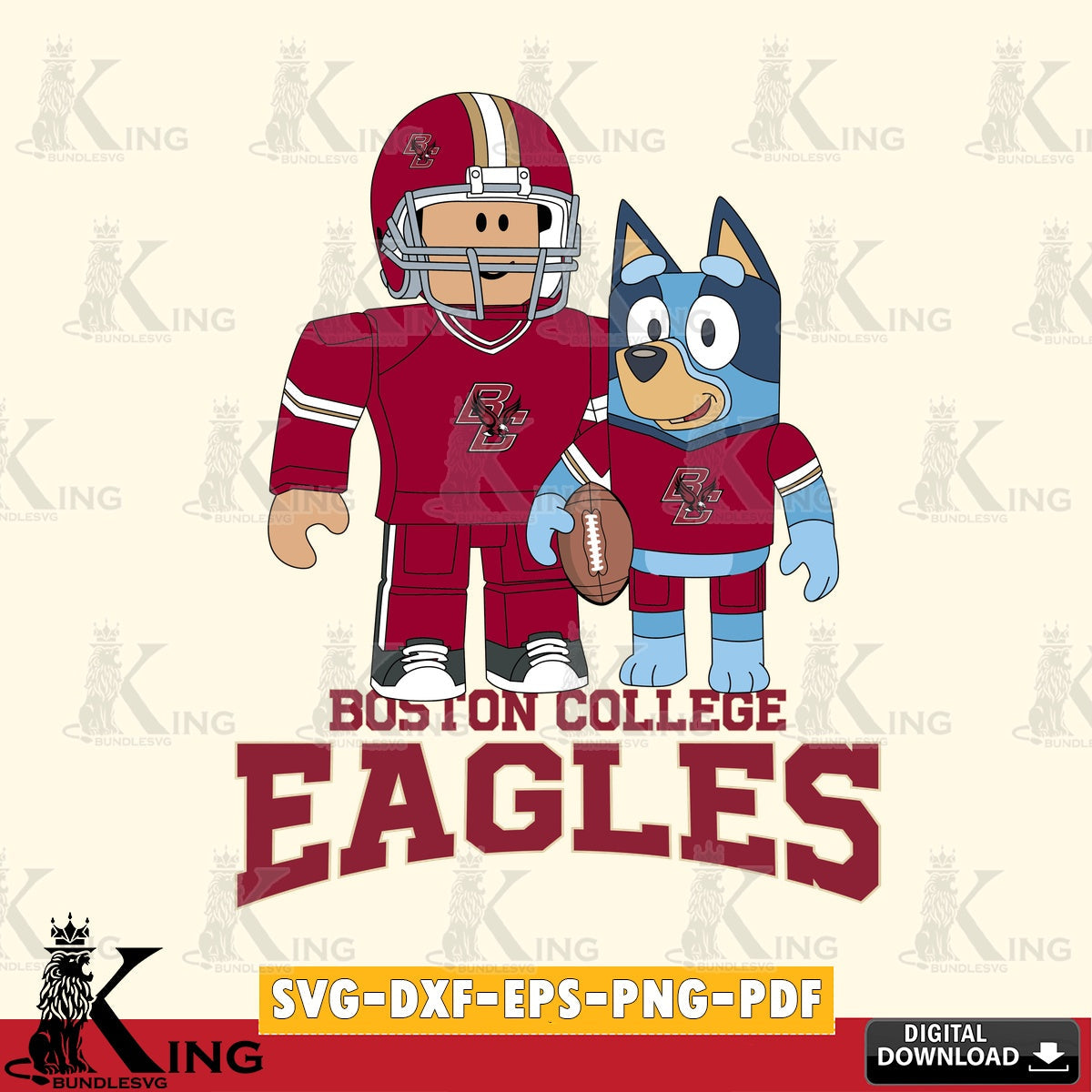 Boston College Eagles Roblox & Bluey Football SVG file , NCAA Cricut, File cut , Digital Download , PDF File