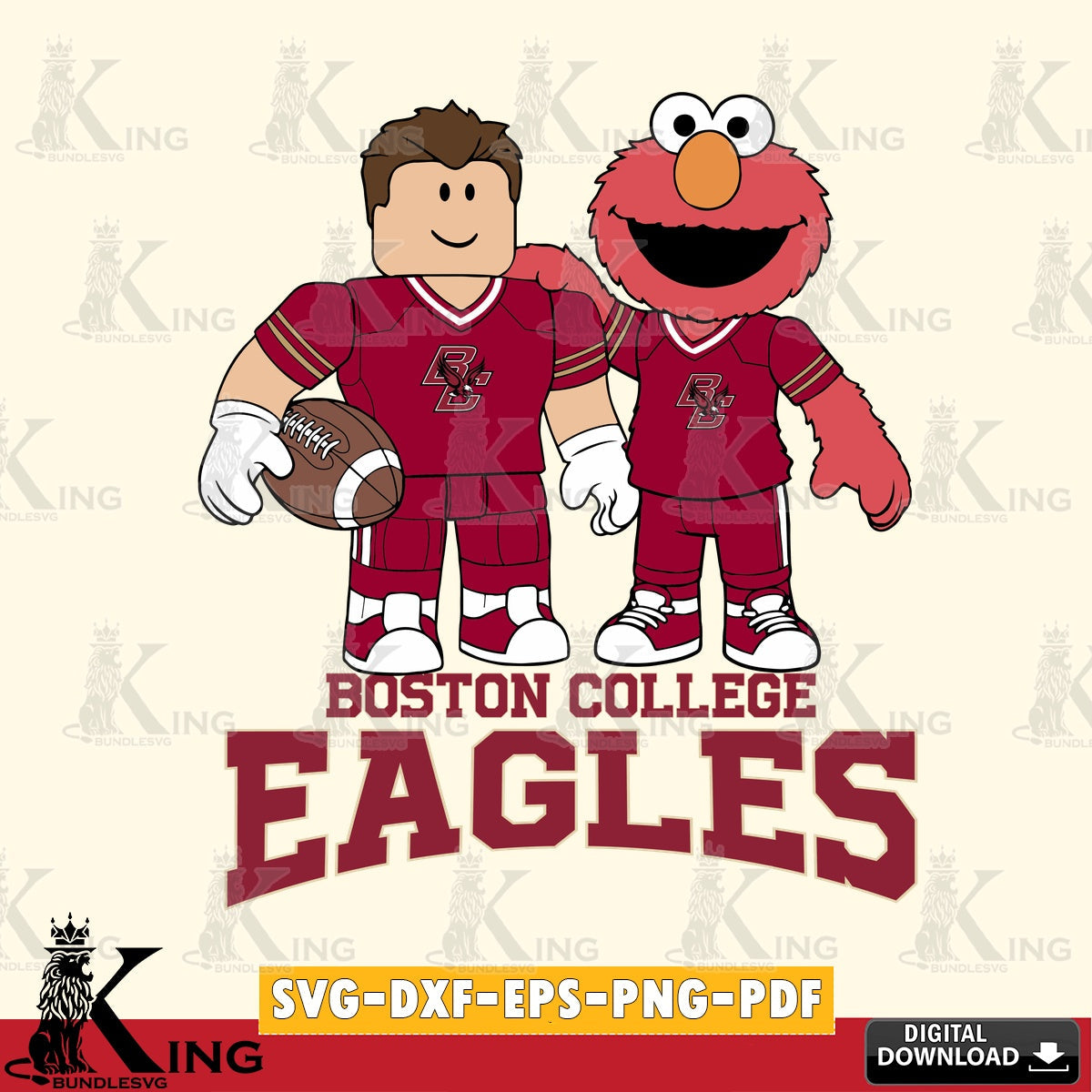 Boston College Eagles Roblox & Elmo Football SVG file , NCAA Cricut, File cut , Digital Download , PDF File