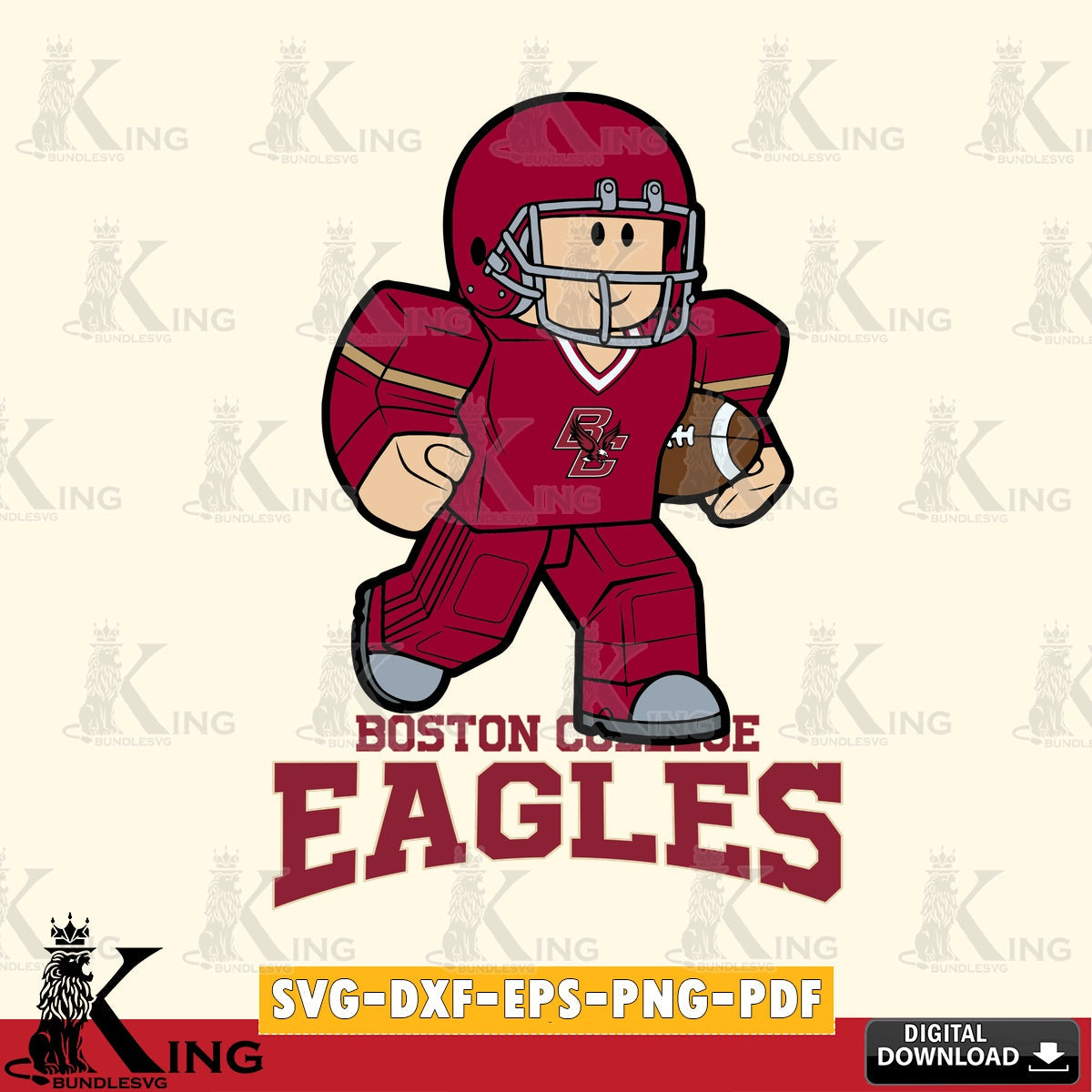 Boston College Eagles Roblox Player Rugby SVG file , NCAA Cricut, File cut , Digital Download , PDF File