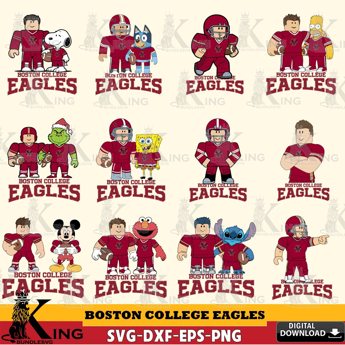 Boston College Eagles Roblox With Friends football NCAA Bundle SVG file , NCAA Cricut, File cut , Digital Download , PDF File