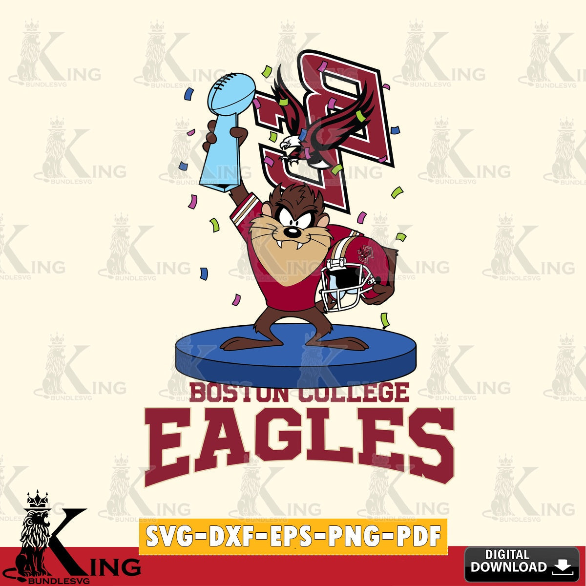Boston College Eagles Taz Trophy Podium SVG file, Cut file , Digital Download , Instant Download, Taz svg, NCAA svg