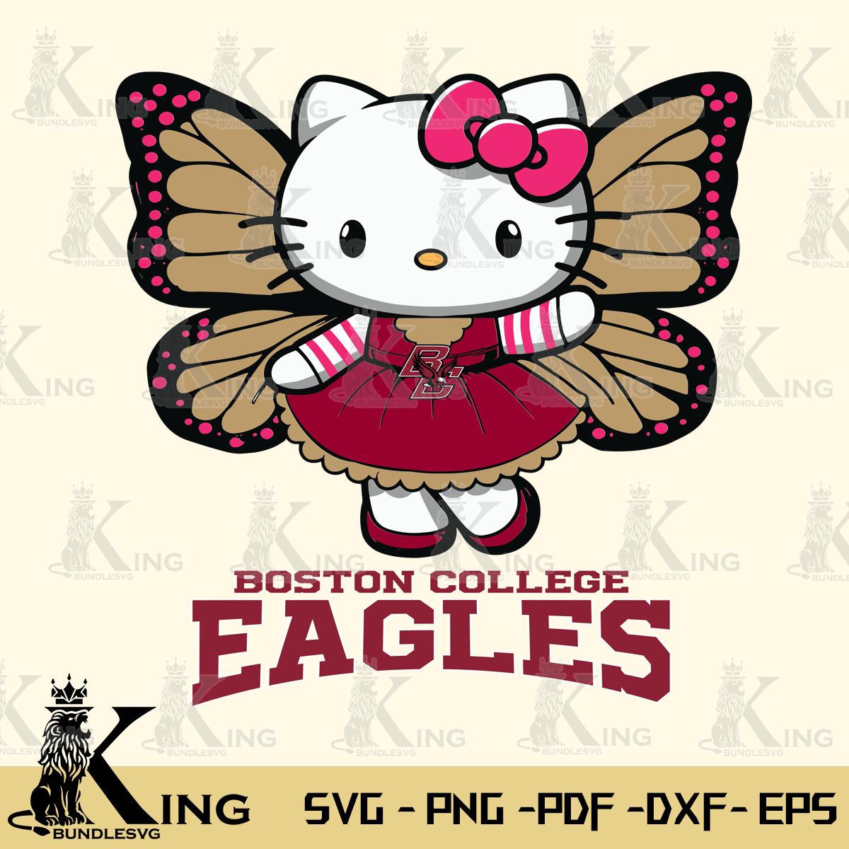 Boston College Eagles Whimsical Kitty Wings Svg Eps Dxf Png File, Digital Download