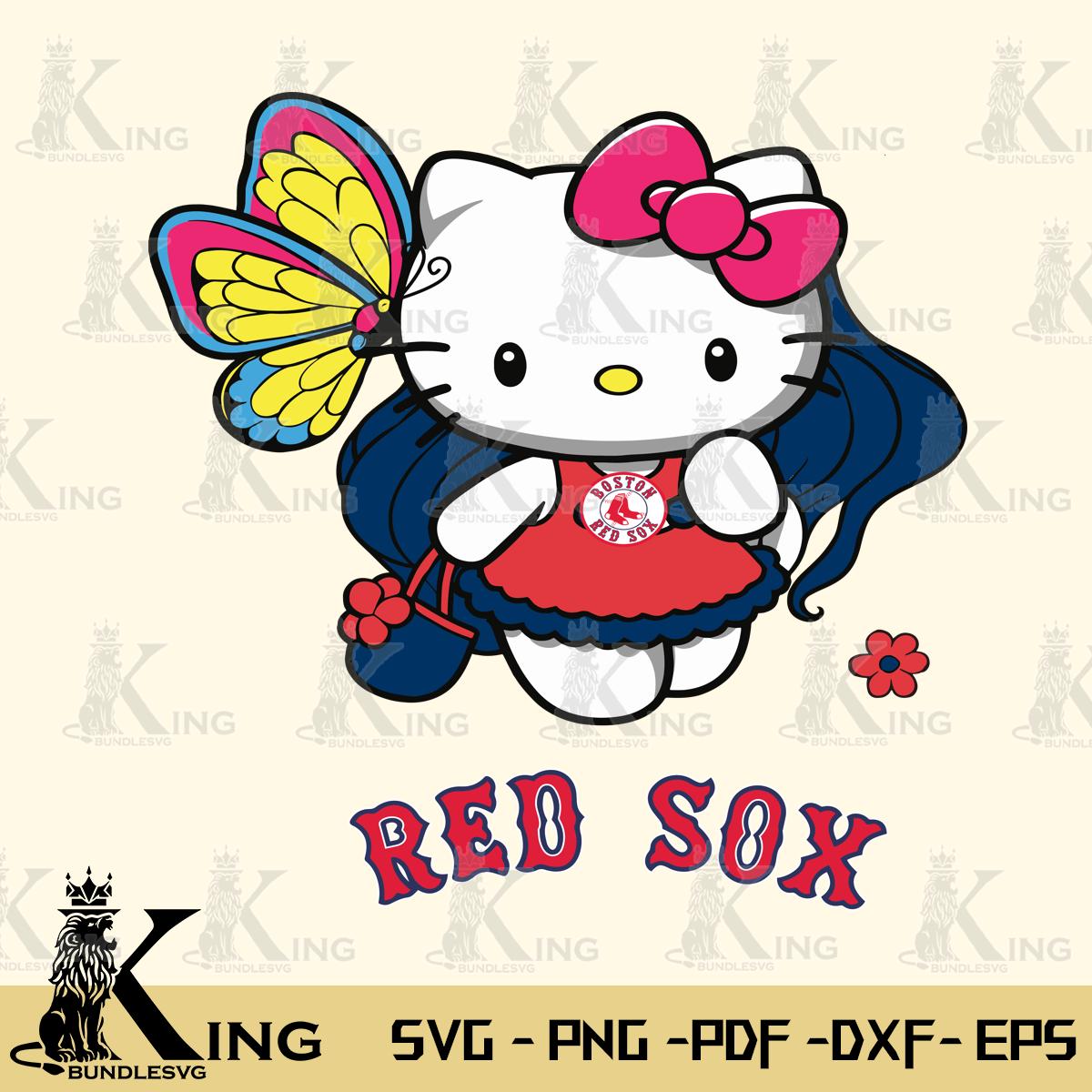 Boston Red Sox Kitty Cartoon Svg Eps Dxf Png File, Digital Download