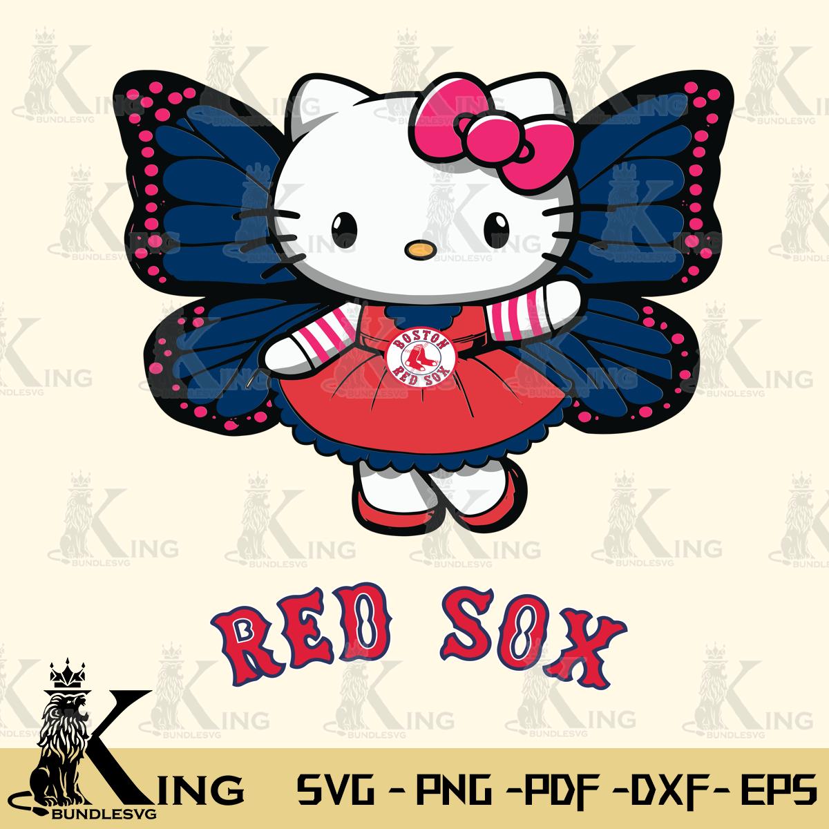 Boston Red Sox Whimsical Kitty Wings Svg Eps Dxf Png File, Digital Download