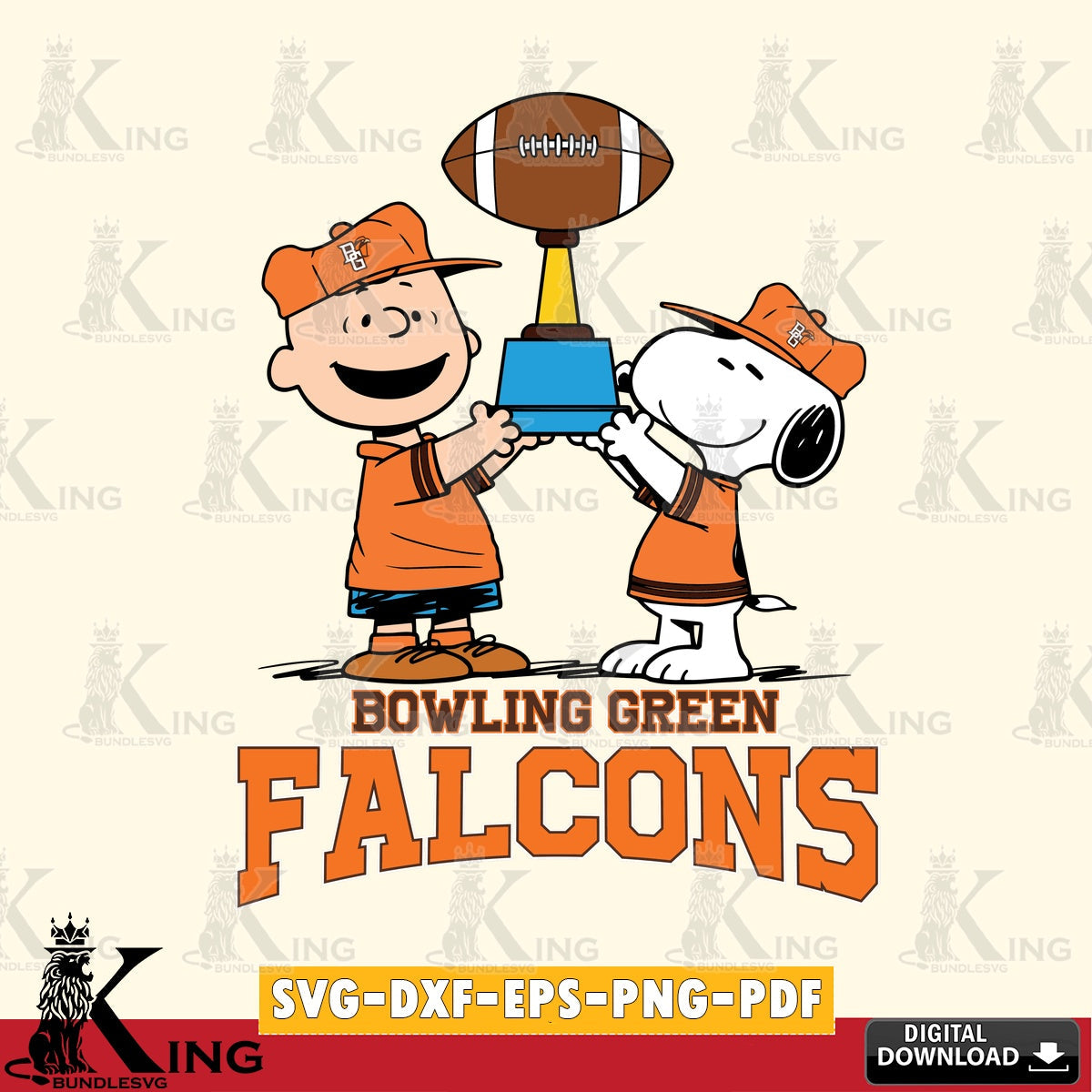 Bowling Green Falcons Peanuts Football Trophy SVG, Cricut, Cut file , Digital Download , Instant Download, Peanuts svg, NCAA svg, Football svg, Sport svg