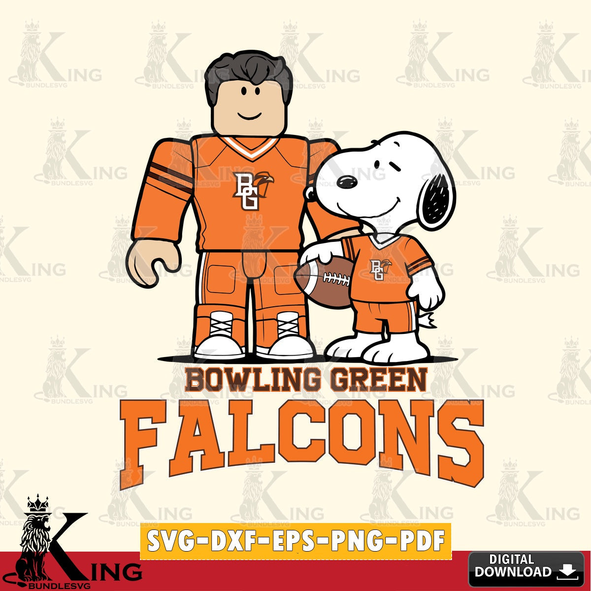 Bowling Green Falcons Roblox & Snoopy Football SVG file , NCAA Cricut, File cut , Digital Download , PDF File