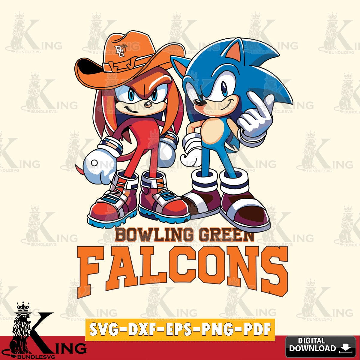 Bowling Green Falcons Sonic & Knuckles Football Mascot SVG file, Vector , Digital Download , PDF File , Instant Download