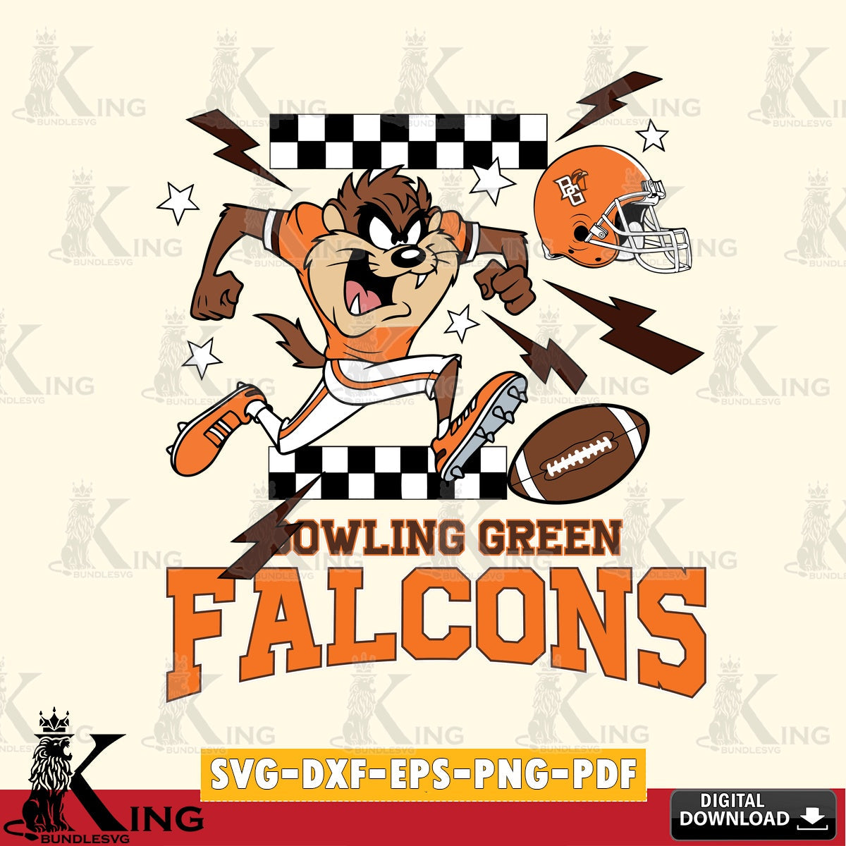 Bowling Green Falcons Taz Football Lightning SVG file, Cut file , Digital Download , Instant Download, Taz svg, NCAA svg