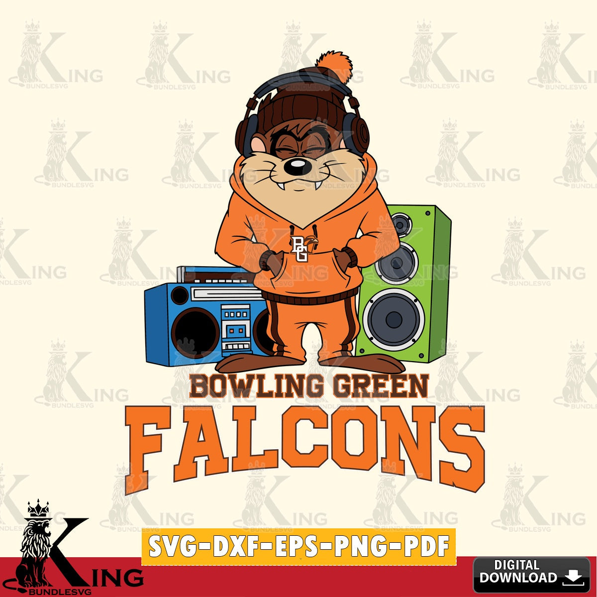 Bowling Green Falcons Taz Hip Hop SVG file, Cut file , Digital Download , Instant Download, Taz svg, NCAA svg