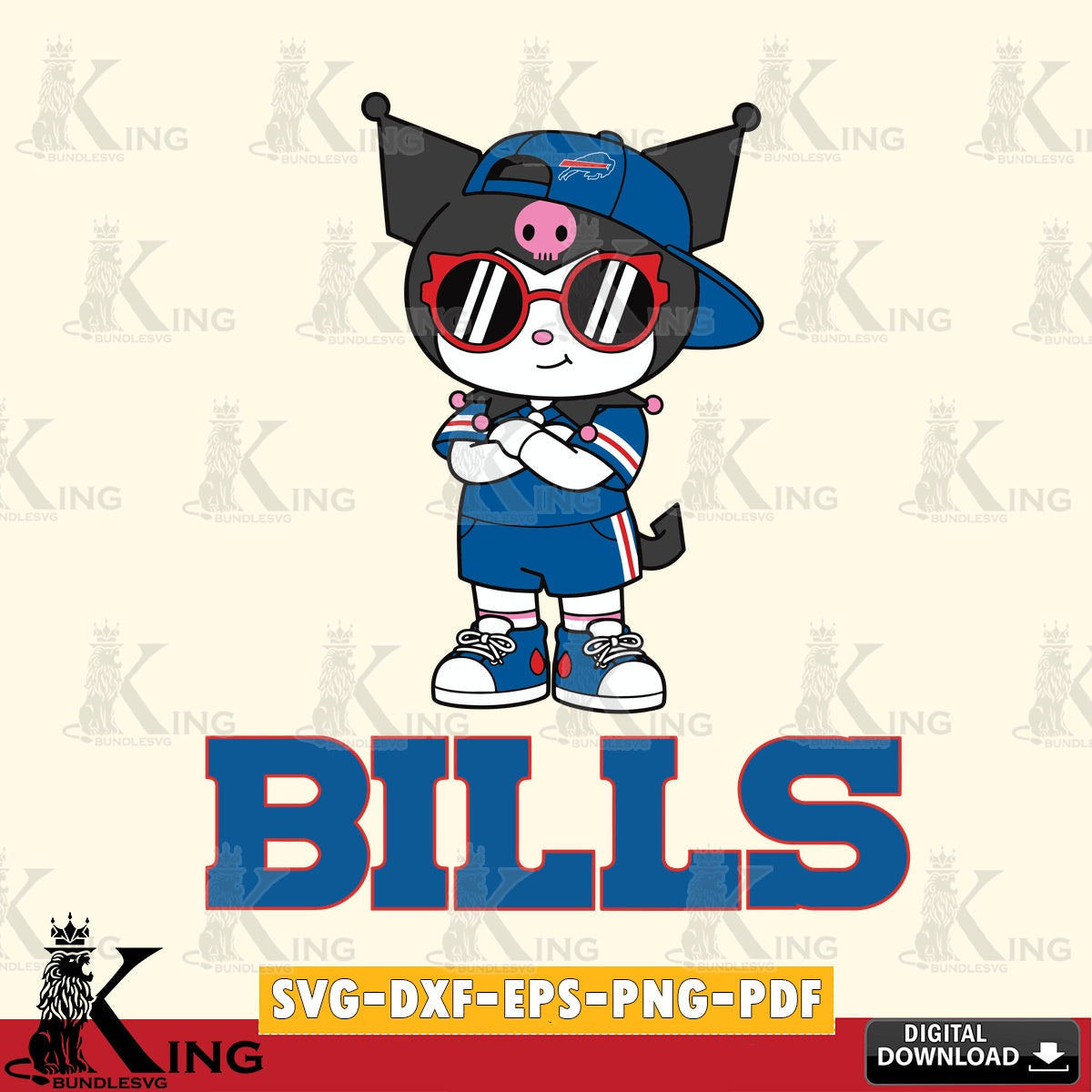 Buffalo Bills Kuromi Football Jersey SVG file, Cricut, Cut file , Digital Download , Instant Download, Sanrio svg, Clipart