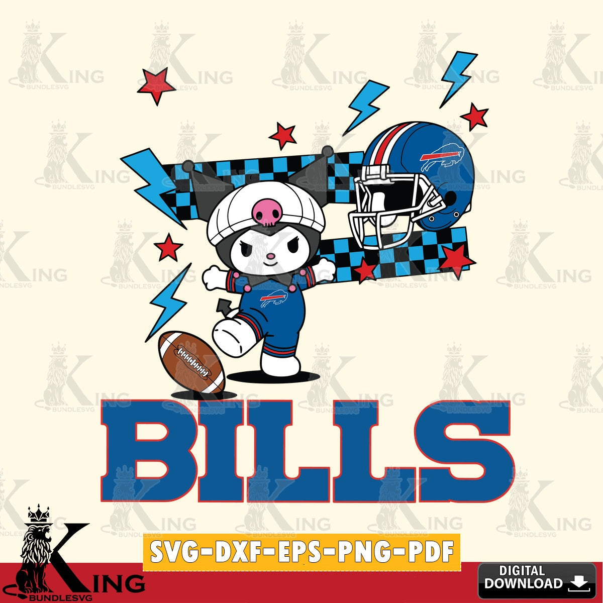 Buffalo Bills Kuromi Game Day SVG file, Cricut, Cut file , Digital Download , Instant Download, Sanrio svg, Clipart