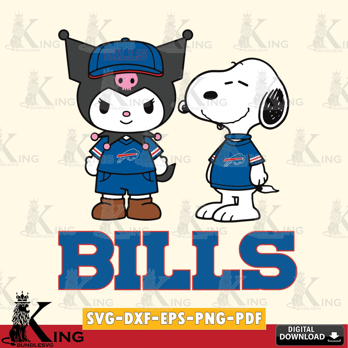 Buffalo Bills Kuromi Snoopy Football SVG file, Cricut, Cut file , Digital Download , Instant Download, Sanrio svg, Clipart