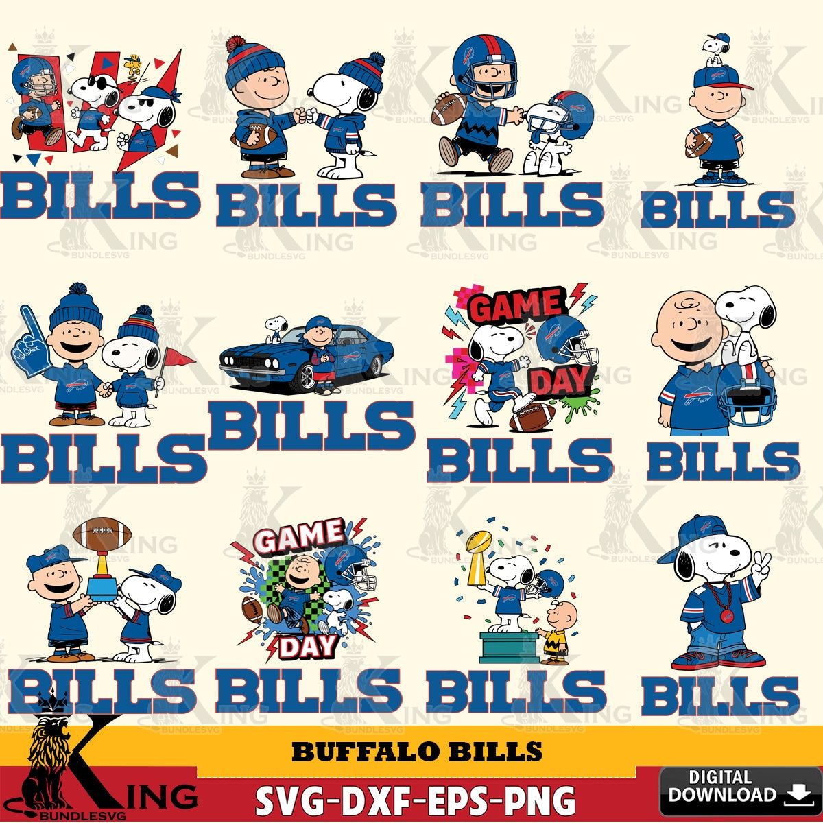 Buffalo Bills Peanuts Play Football NFL Bundle Cricut file , Cut file , Digital Download , PDF File , Instant Download