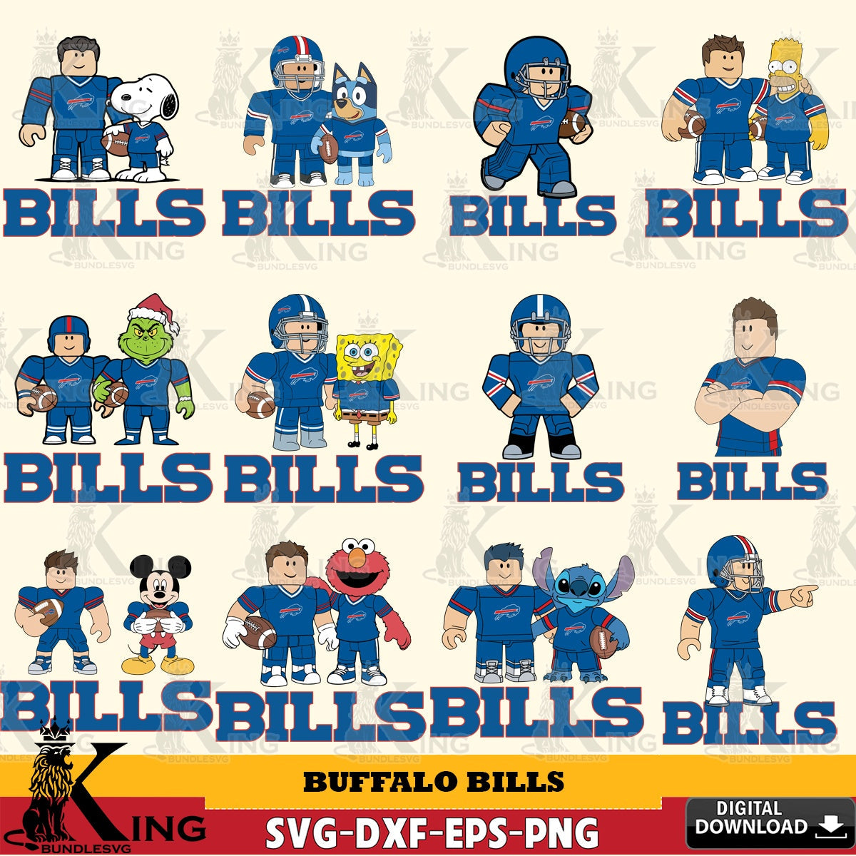 Buffalo Bills Roblox With Friends football NFL Bundle SVG file , Cricut, NFL File cut , Digital Download , PDF File