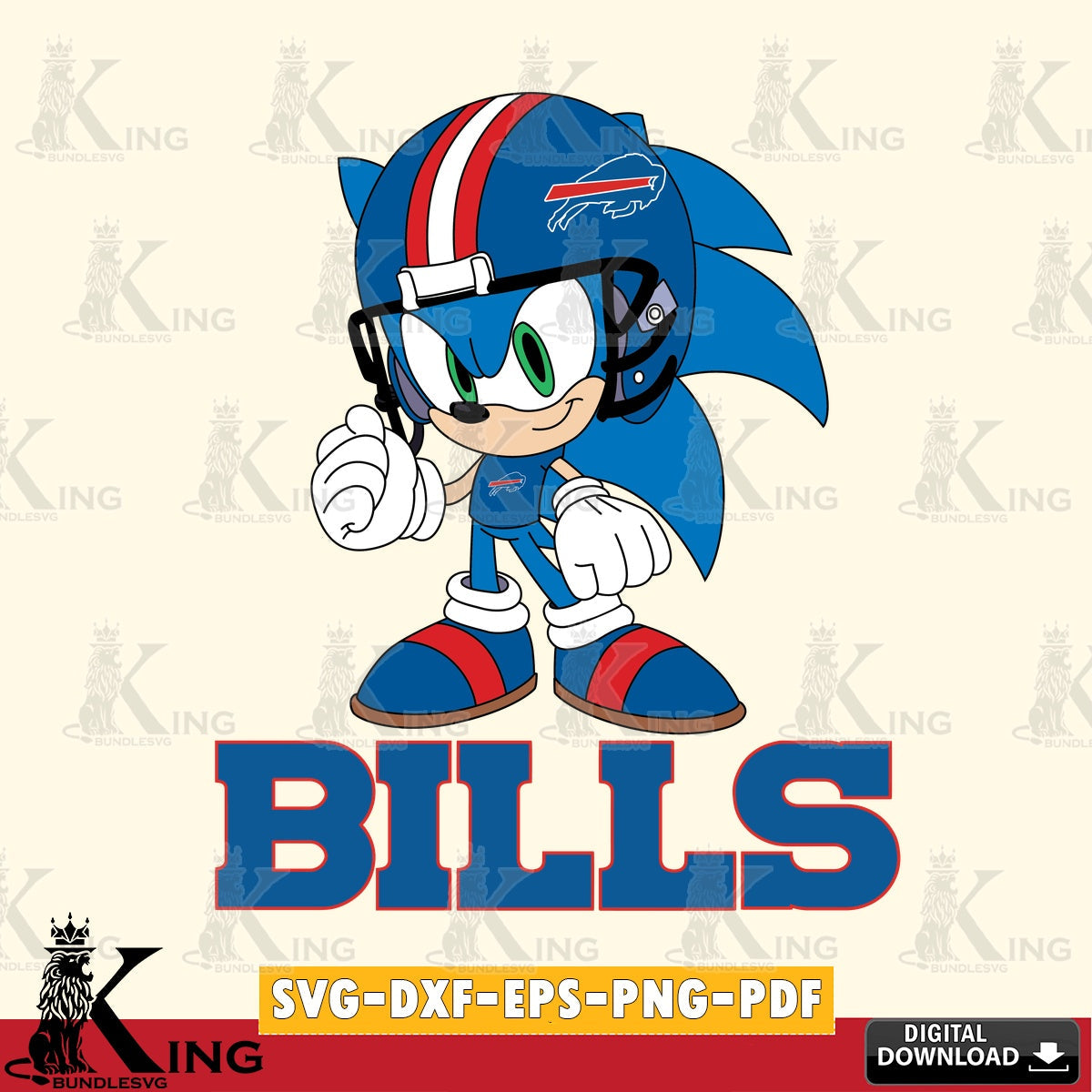 Digital clipart of Buffalo Bills Sonic Football Mascot, high-quality vector for DIY scrapbooking and home decor