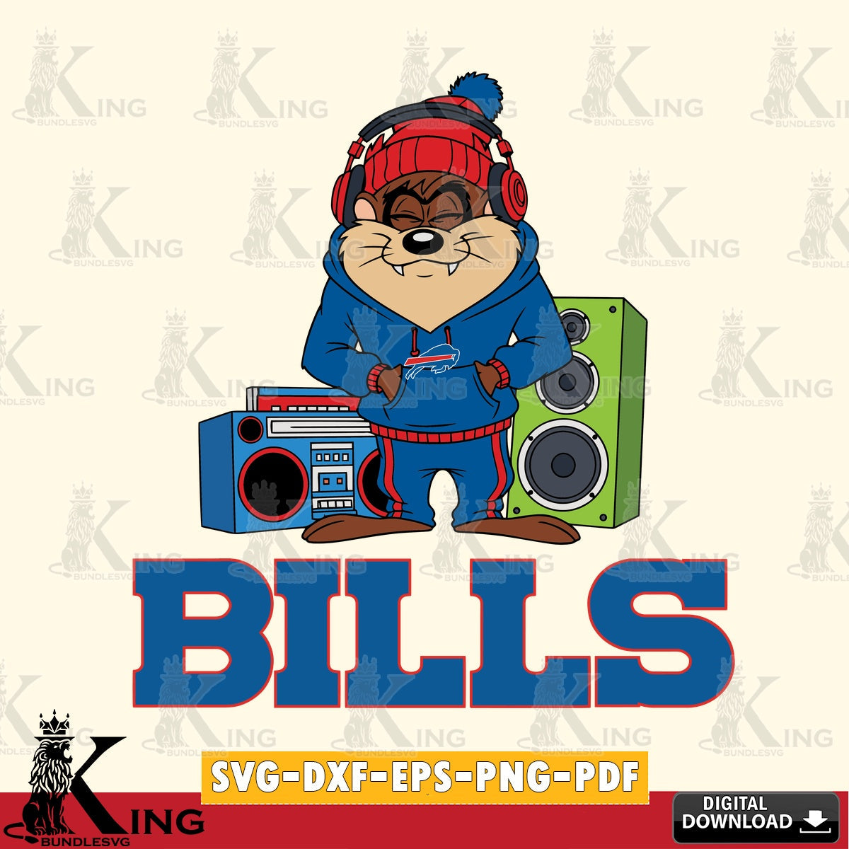 Buffalo Bills Taz Hip Hop Cut file , Digital Download , Instant Download, Looney Tunes svg, Football svg