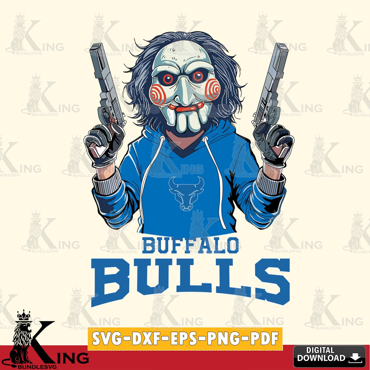 Eye-catching graphic of Buffalo Bulls Jigsaw Billy Football, NCAA, vector art for engraving, cutting, and printing.
