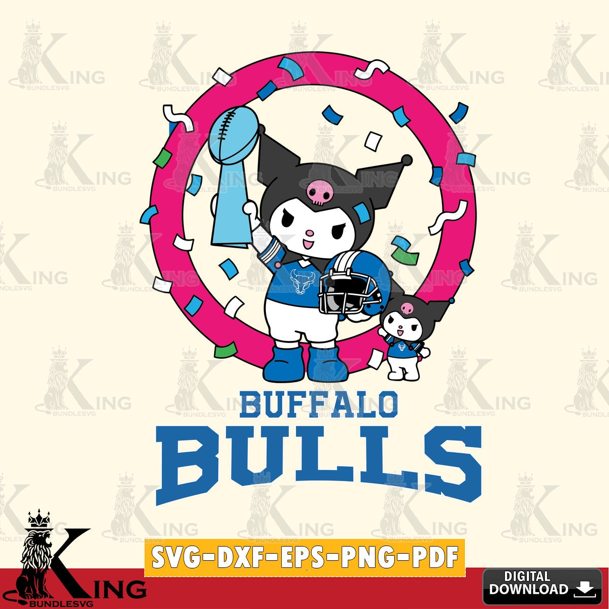 Buffalo Bulls Kuromi Football Champion SVG file, Cricut, Cut file , Digital Download , Instant Download, Sanrio svg, Clipart