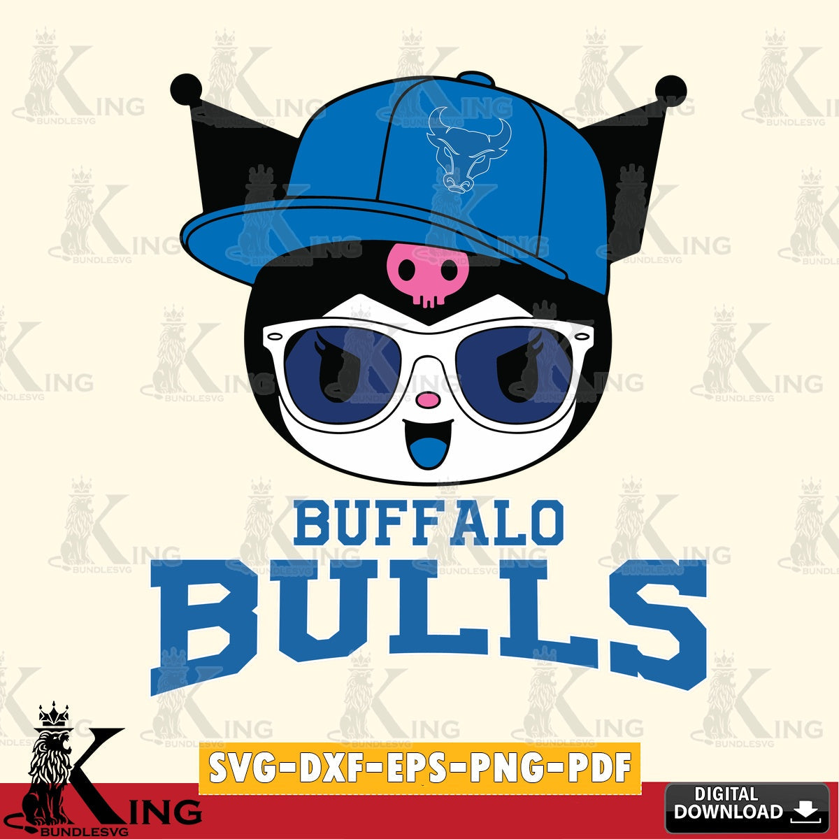Buffalo Bulls Kuromi Football Cool SVG file, Cricut, Cut file , Digital Download , Instant Download, Sanrio svg, Clipart