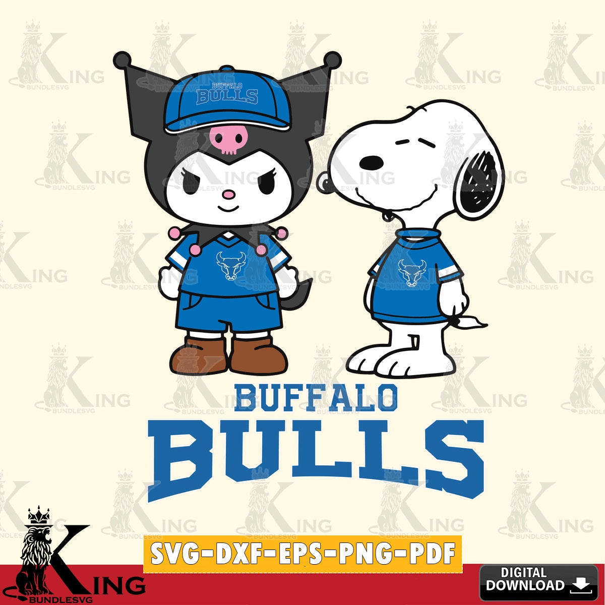 Buffalo Bulls Kuromi Snoopy Football SVG file, Cricut, Cut file , Digital Download , Instant Download, Sanrio svg, Clipart