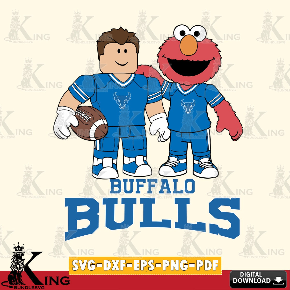 Buffalo Bulls Roblox & Elmo Football SVG file , NCAA Cricut, File cut , Digital Download , PDF File