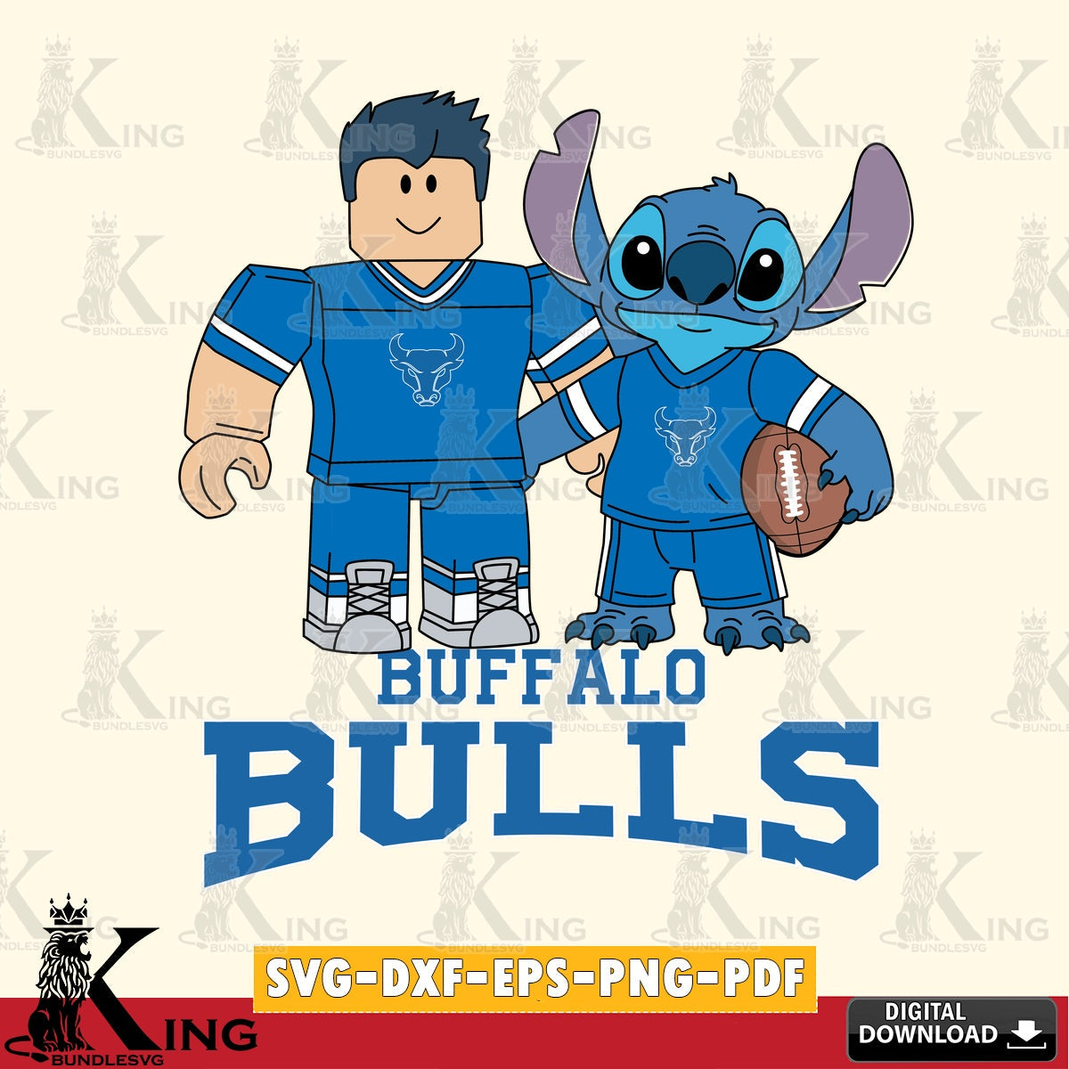Buffalo Bulls Roblox & Stitch Football SVG file , NCAA Cricut, File cut , Digital Download , PDF File