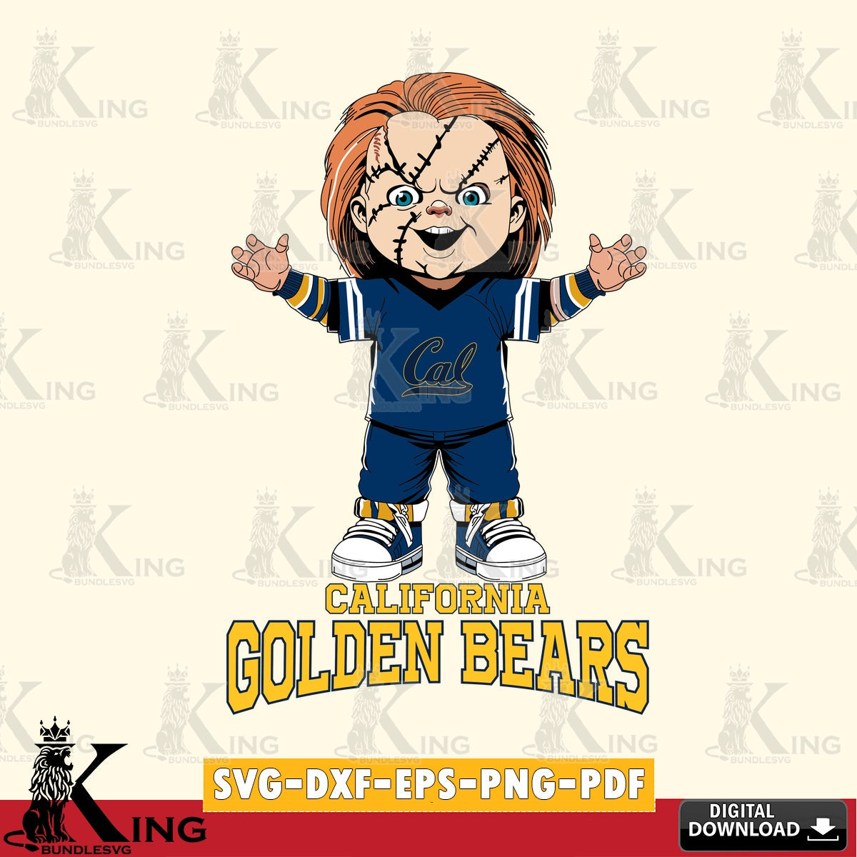 Digital clipart of California Golden Bears Chucky Football, versatile clip art for stickers, decals, and mugs.