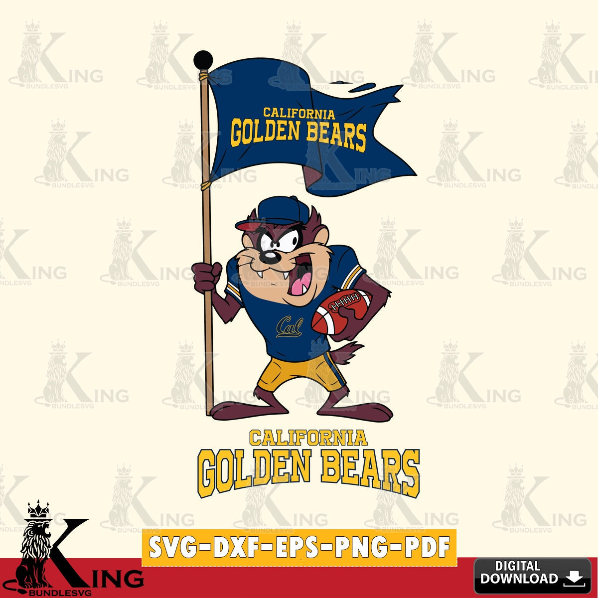 California Golden Bears Football Taz Flag Art SVG file, Cut file , Digital Download , Instant Download, Taz svg, NCAA svg