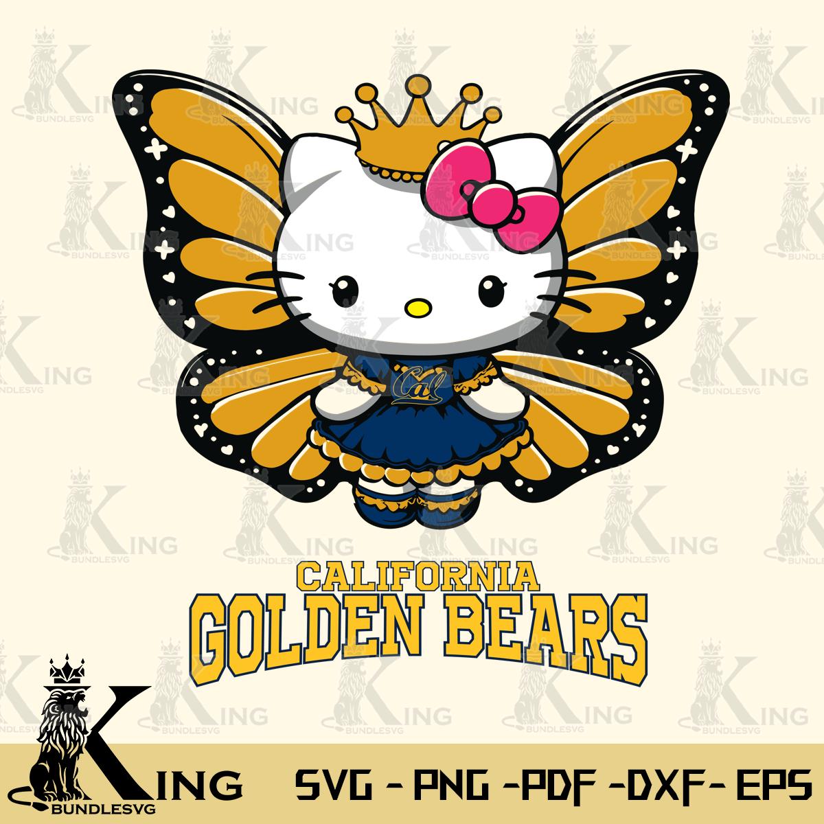 California Golden Bears Kitty Wings & Flowers Svg Eps Dxf Png File, Digital Download