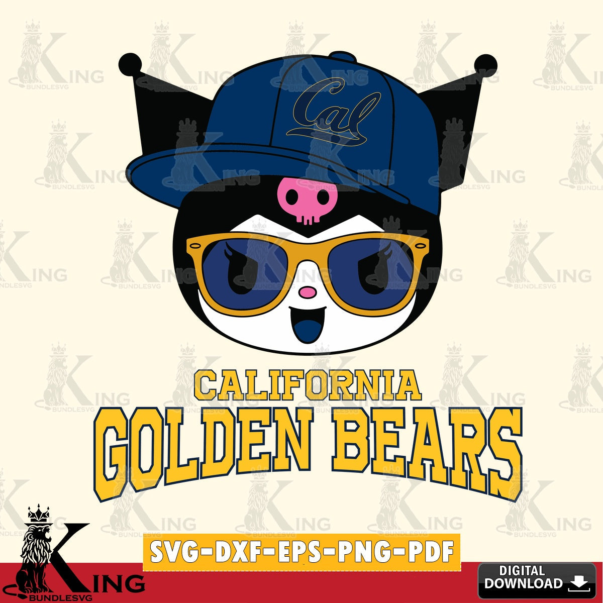 California Golden Bears Kuromi Football Cool SVG file, Cricut, Cut file , Digital Download , Instant Download, Sanrio svg, Clipart