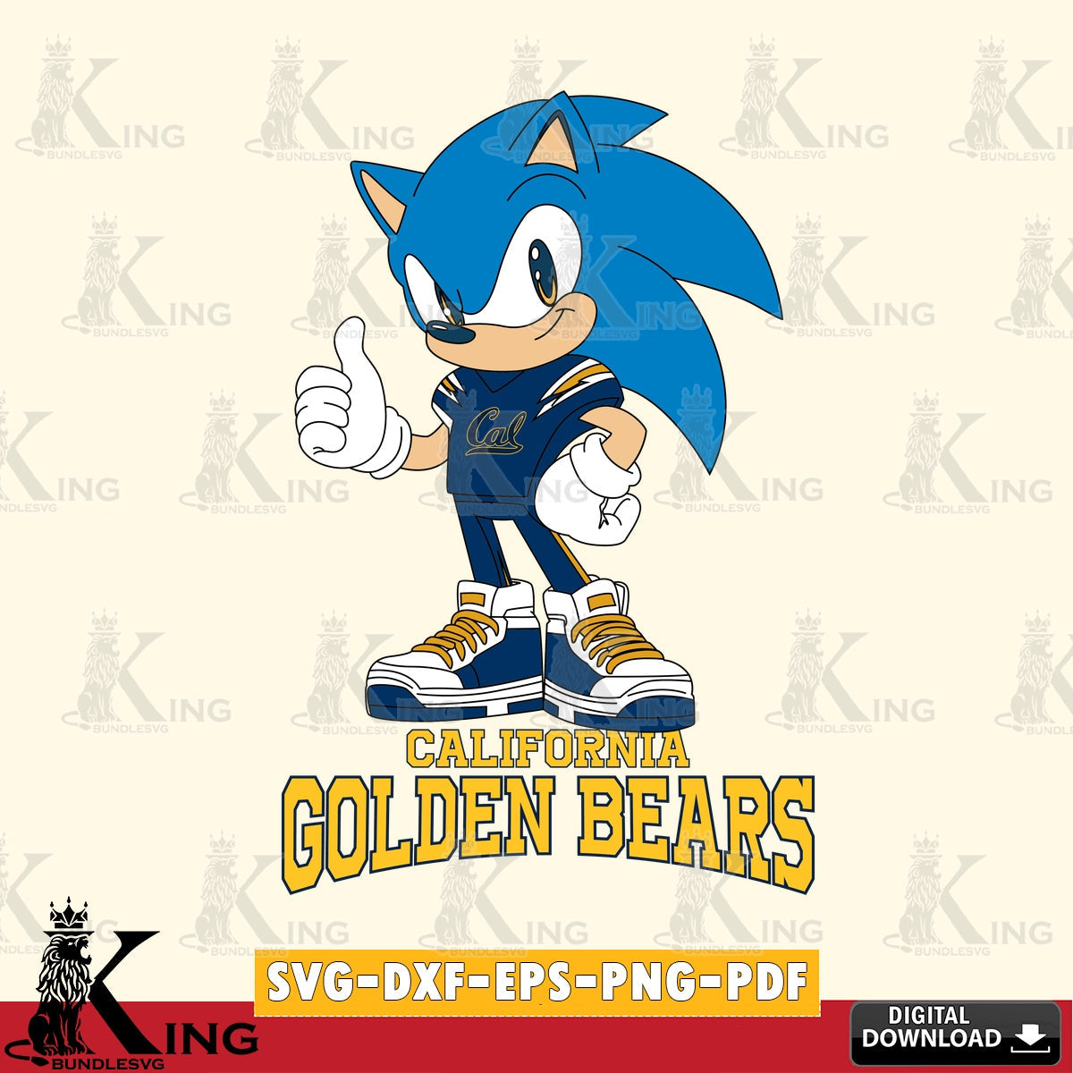 California Golden Bears Sonic Like Football SVG file, Vector , Digital Download , PDF File , Instant Download