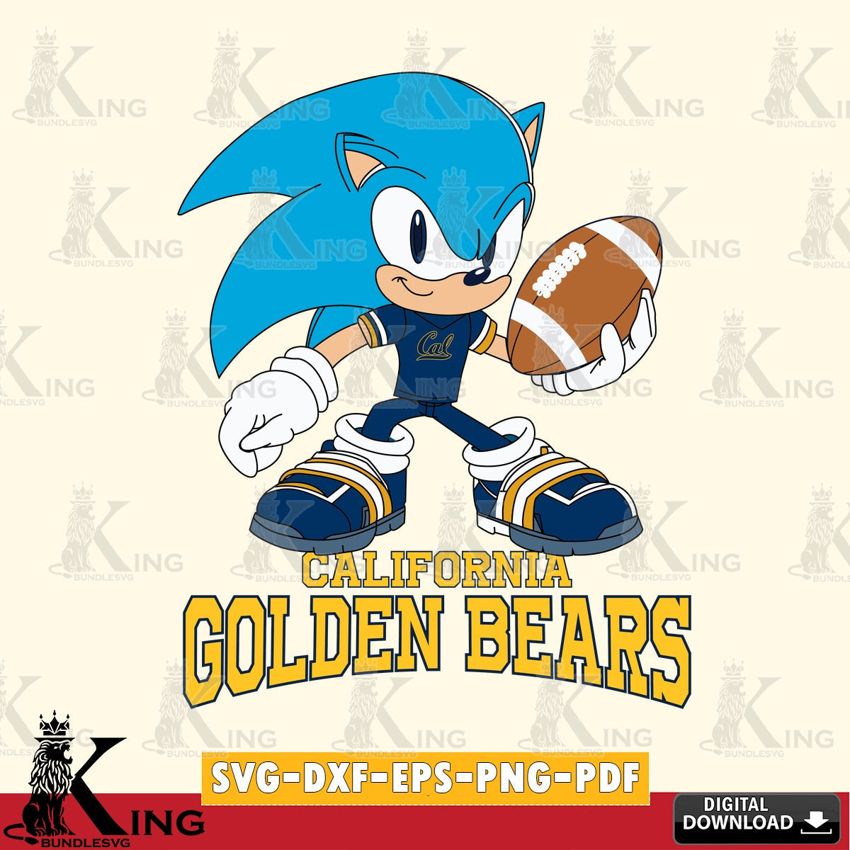 Digital clipart of California Golden Bears Sonic Rugby SVG PNG files perfect for Cricut and Silhouette cutting