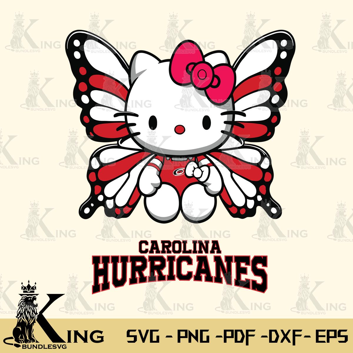 Carolina Hurricanes Butterfly Kitty Delight Svg Eps Dxf Png File, Digital Download
