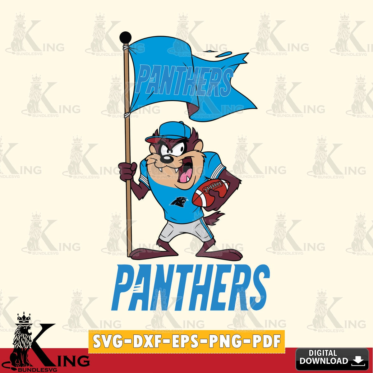 Carolina Panthers Football Taz Flag Art Cut file , Digital Download , Instant Download, Looney Tunes svg, Football svg