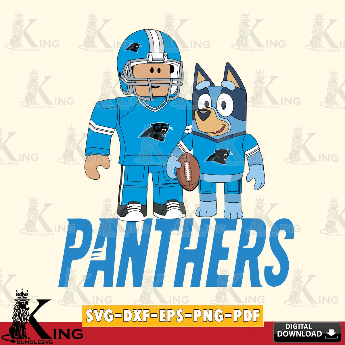 Carolina Panthers Roblox & Bluey Football SVG file , Cricut, NFL File cut , Digital Download , PDF File