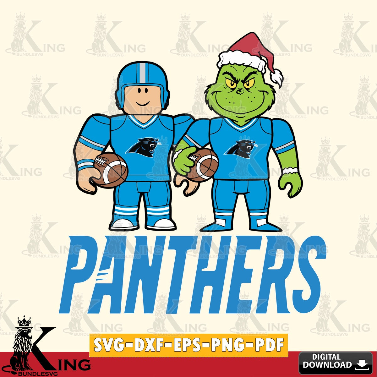 Carolina Panthers Roblox & Grinch Football SVG file , Cricut, NFL File cut , Digital Download , PDF File