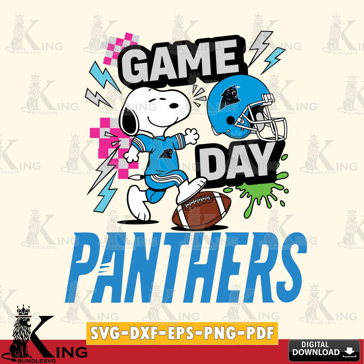 Carolina Panthers Snoopy Game day Cricut file , Cut file , Digital Download , PDF File , Instant Download