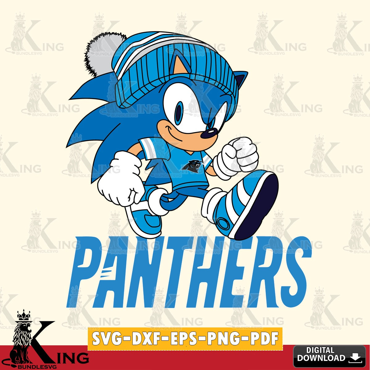Carolina Panthers Sonic Football SVG file, Vector , Digital Download , PDF File , Instant Download