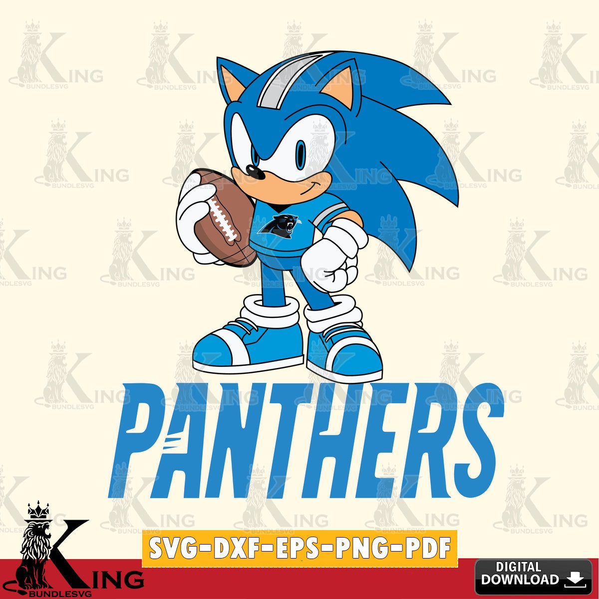 Unique artwork depicting Carolina Panthers Sonic Game Day Ready, high-quality vector for DIY scrapbooking and home decor