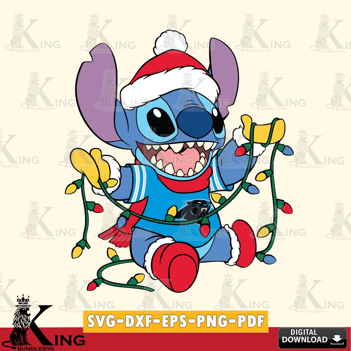 Carolina Panthers Stitch Christmas Lights SVG, NFL for Cricut, Silhouette, Digital Download , file cut