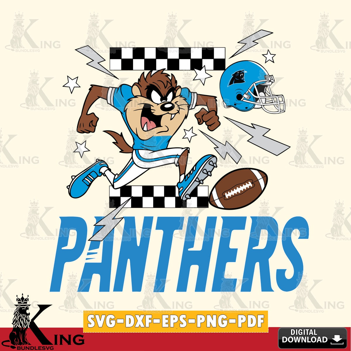 Carolina Panthers Taz Football Lightning Cut file , Digital Download , Instant Download, Looney Tunes svg, Football svg