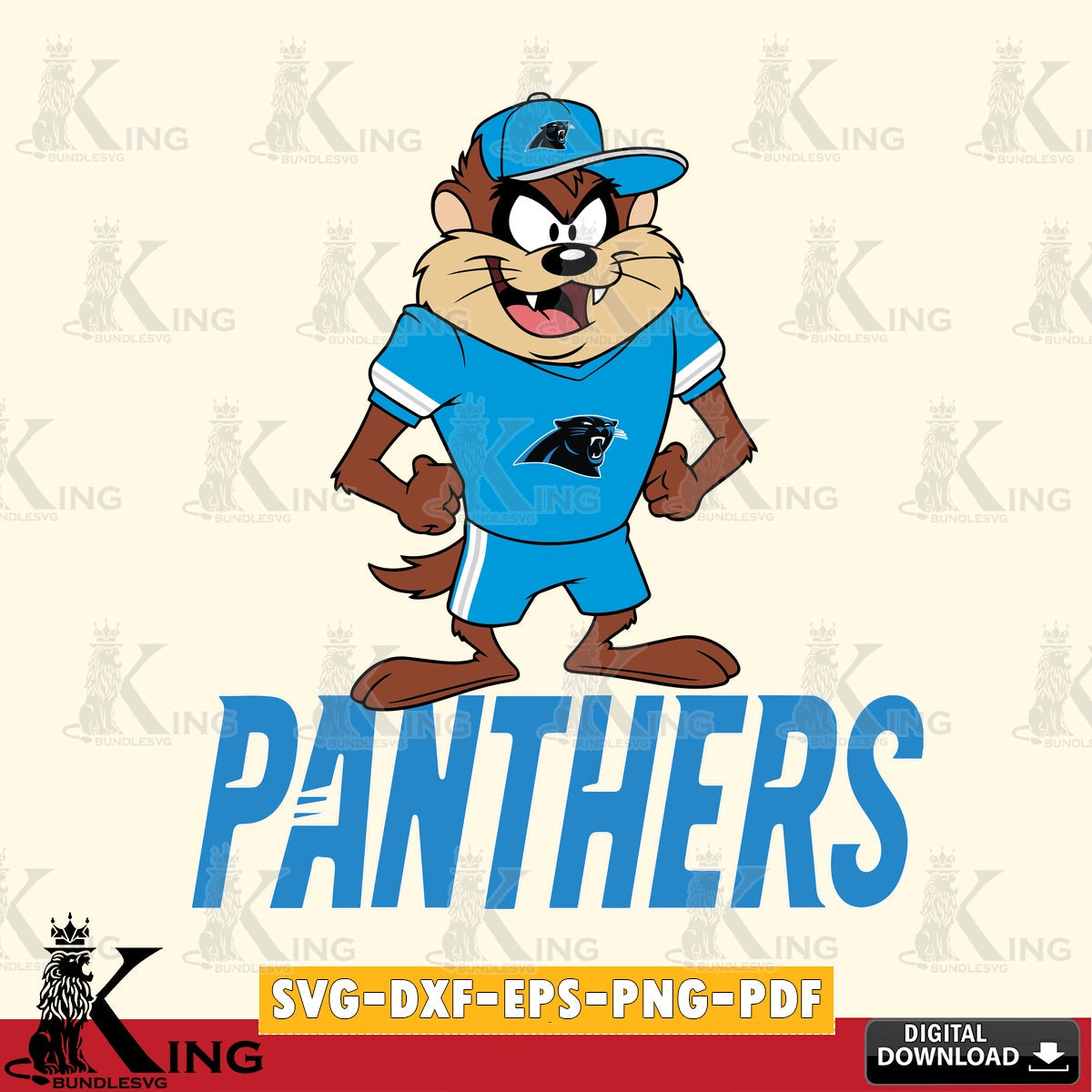 Carolina Panthers Taz Standing Pose Cut file , Digital Download , Instant Download, Looney Tunes svg, Football svg