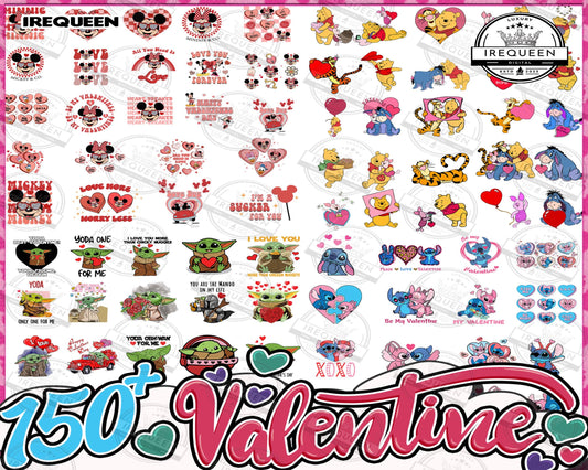 Cartoon Valentine Png Bundle, Mouse And Friend Character Movie Png, Mickey mouse valentine bundle png, Digital download , Instant Download