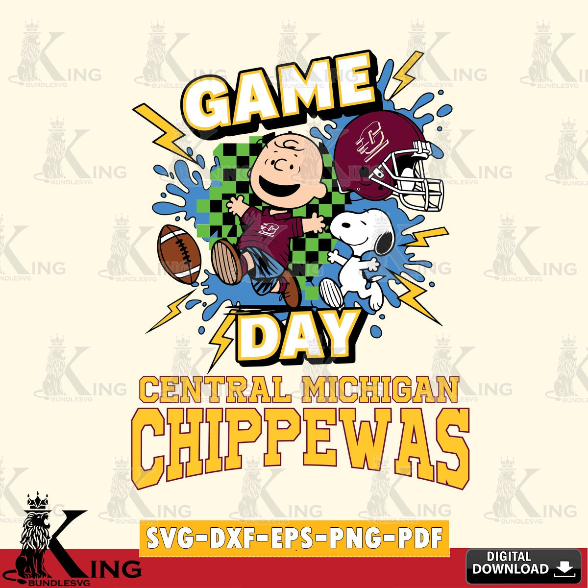 Central Michigan Chippewas Game Day Peanuts SVG, Cricut, Cut file , Digital Download , Instant Download, Peanuts svg, NCAA svg, Football svg, Sport svg