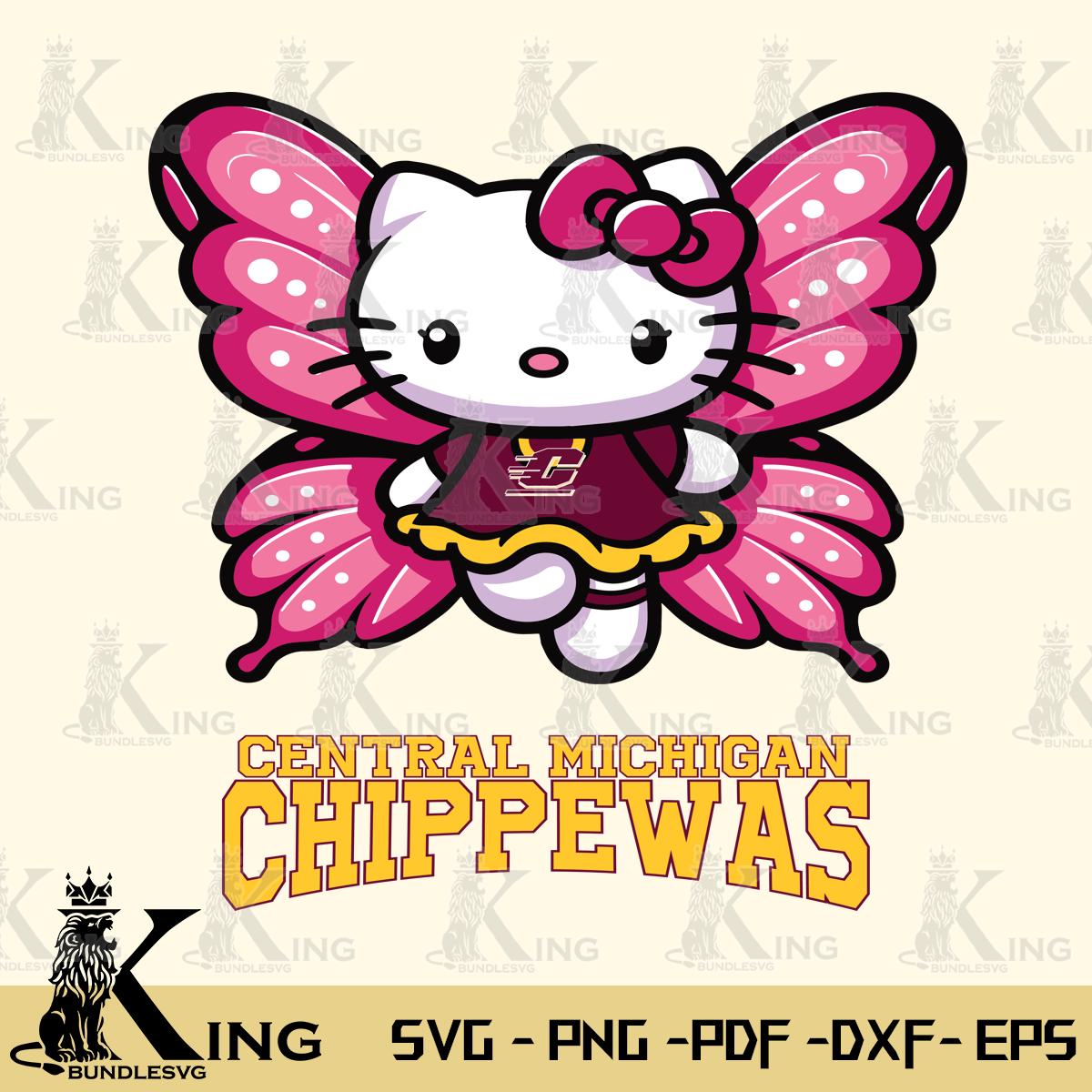 Central Michigan Chippewas Hello Kitty Dreamscape Svg Eps Dxf Png File, Digital Download