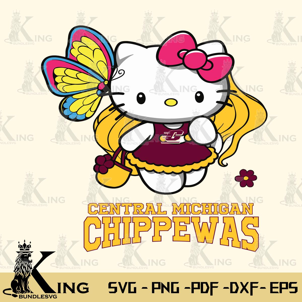 Central Michigan Chippewas Kitty Cartoon Svg Eps Dxf Png File, Digital Download