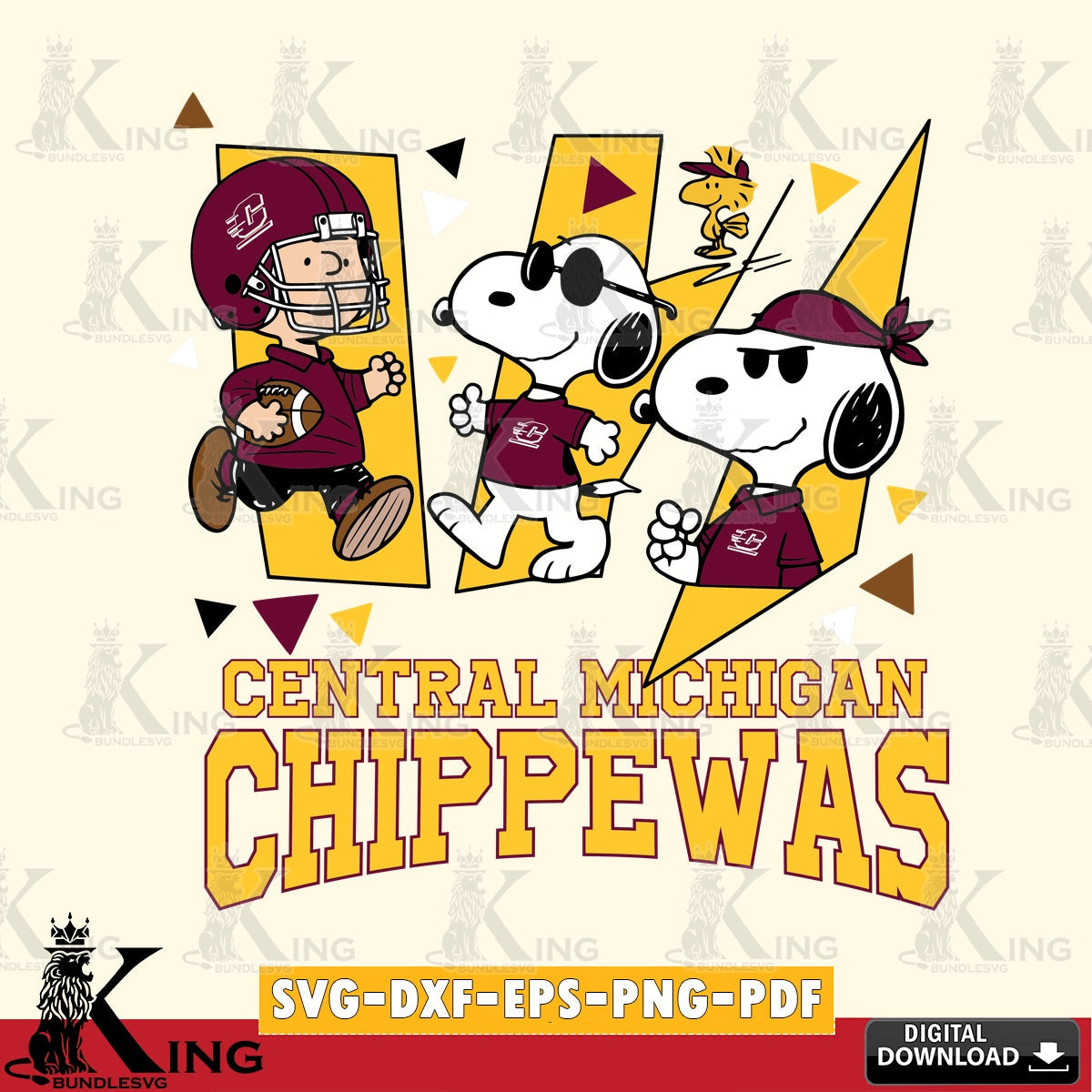Central Michigan Chippewas Peanuts Joe Cool SVG, Cricut, Cut file , Digital Download , Instant Download, Peanuts svg, NCAA svg, Football svg, Sport svg