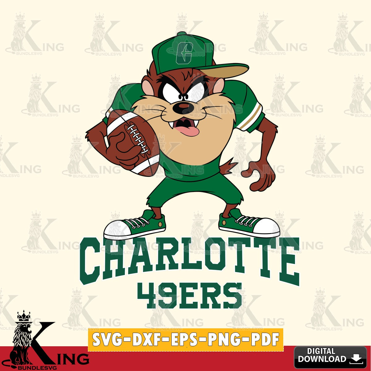 Charlotte 49ers Đồng phục bóng đá Taz SVG file, Cut file , Digital Download , Instant Download, Taz svg, NCAA svg
