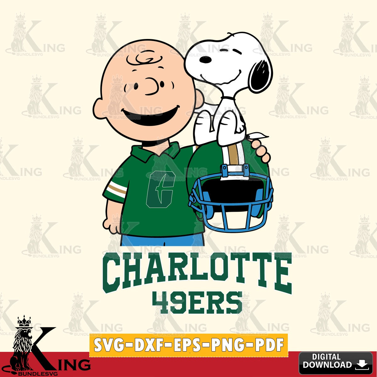 Charlotte 49ers Snoopy On Helmet SVG, Cricut, Cut file , Digital Download , Instant Download, Peanuts svg, NCAA svg, Football svg, Sport svg